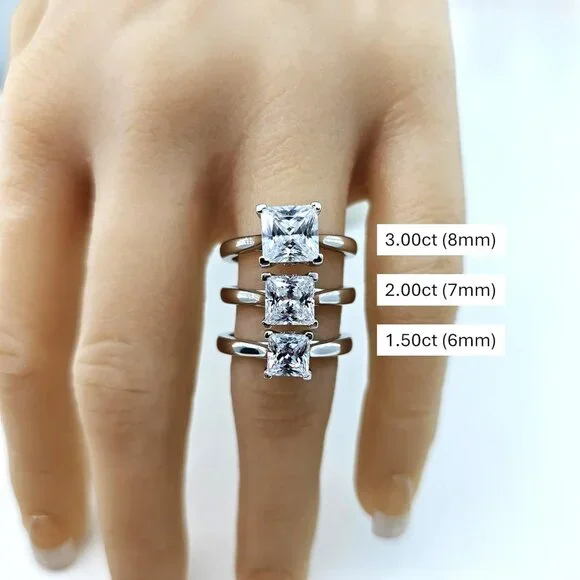 1to4ct Simulated Diamond Engagement ring Round-Princess-Cushion-Asscher Solitair - Picture 4 of 6